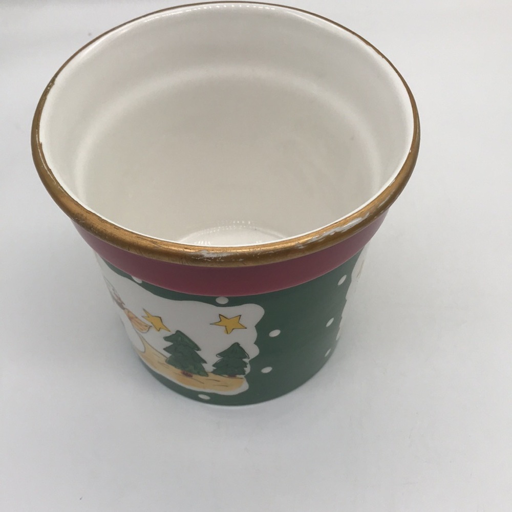 Ceramic Christmas Scene Glazed & Hand Painted Pot/Planter - Picture 6 of 7